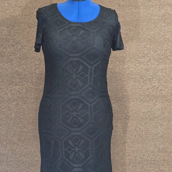 Harlow Vintage Black lace Fringe Trimmed Dress in size 8 - Picture 1 of 7